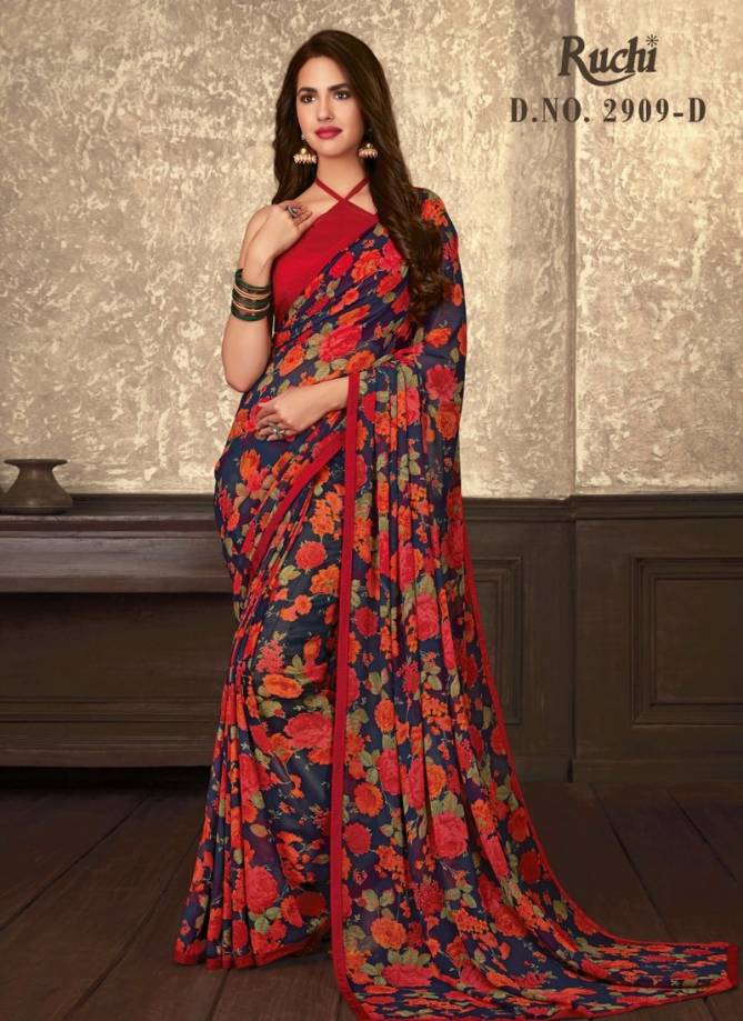 RUCHI JASMINE GEORGETTE Latest Heavy Regular Wear Georgette Saree With Crepe Blouse Fancy saree Collection